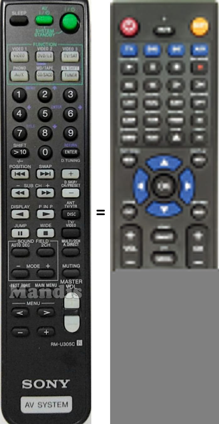 Replacement remote control Sony RM-U305C