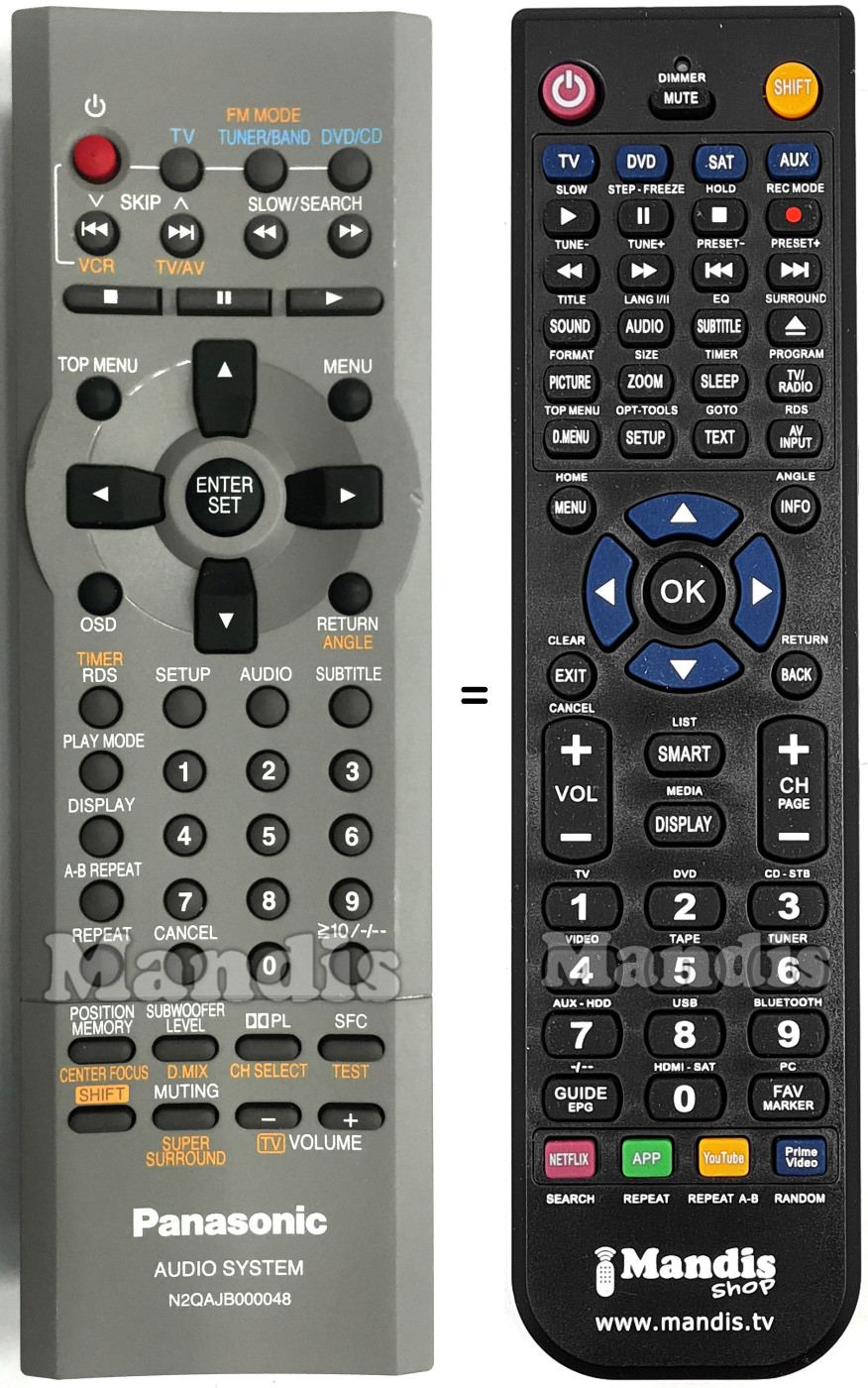 Replacement remote control Panasonic N2QAJB000048