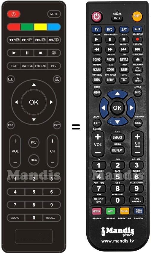 Replacement remote control VIDEOCON Varios004