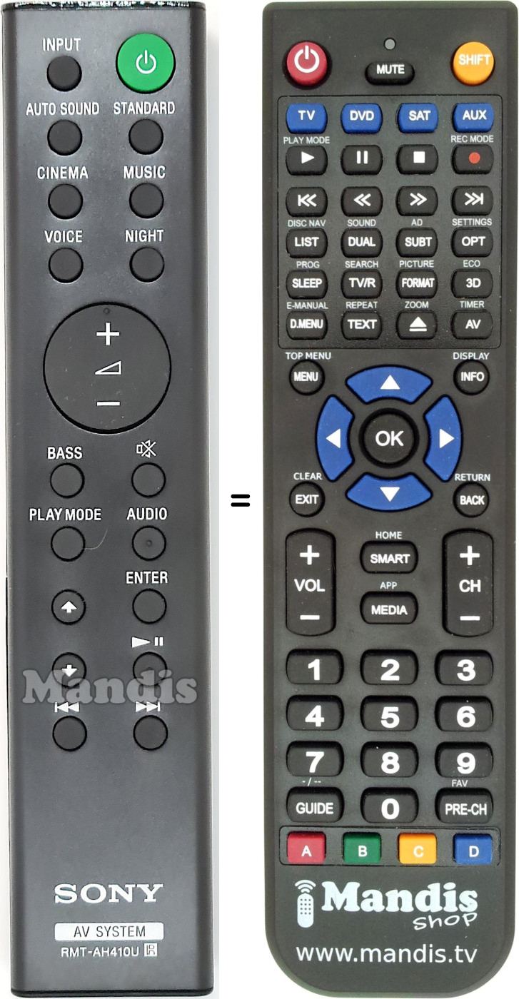 Replacement remote control RMT-AH410U