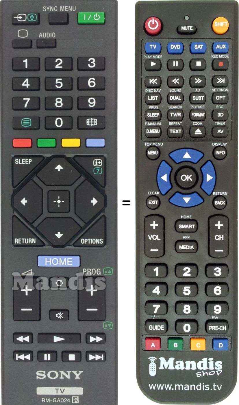 Gleichwertige Fernbedienung Sony RM-GA024