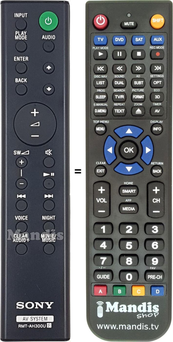 Gleichwertige Fernbedienung Sony RMT-AH300U