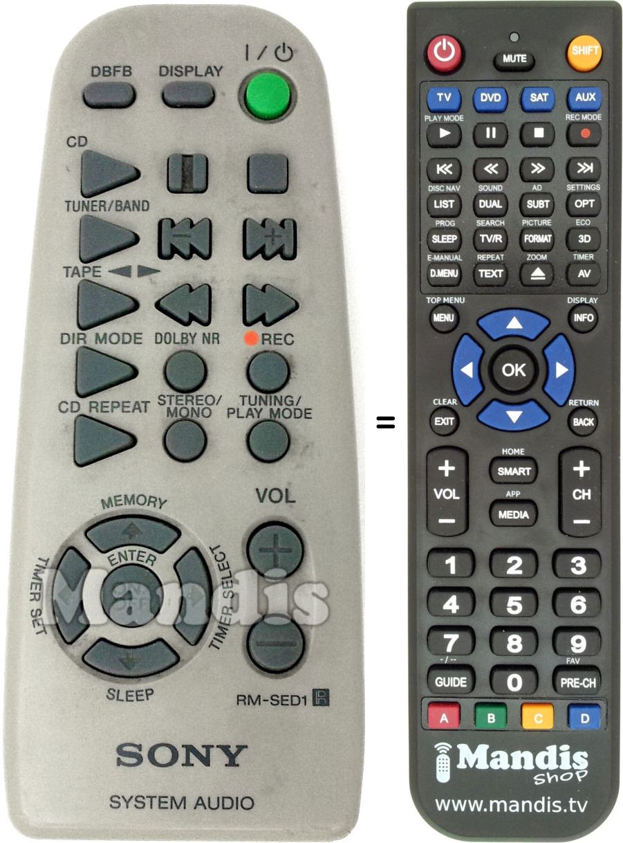 Replacement remote control Sony RM-SED1