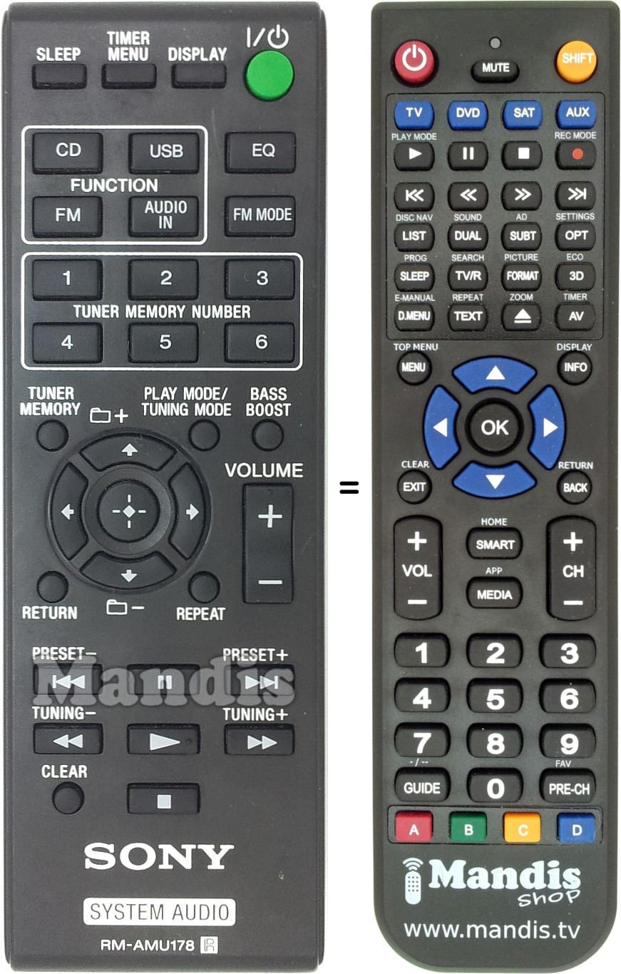 Gleichwertige Fernbedienung Sony RM-AMU178