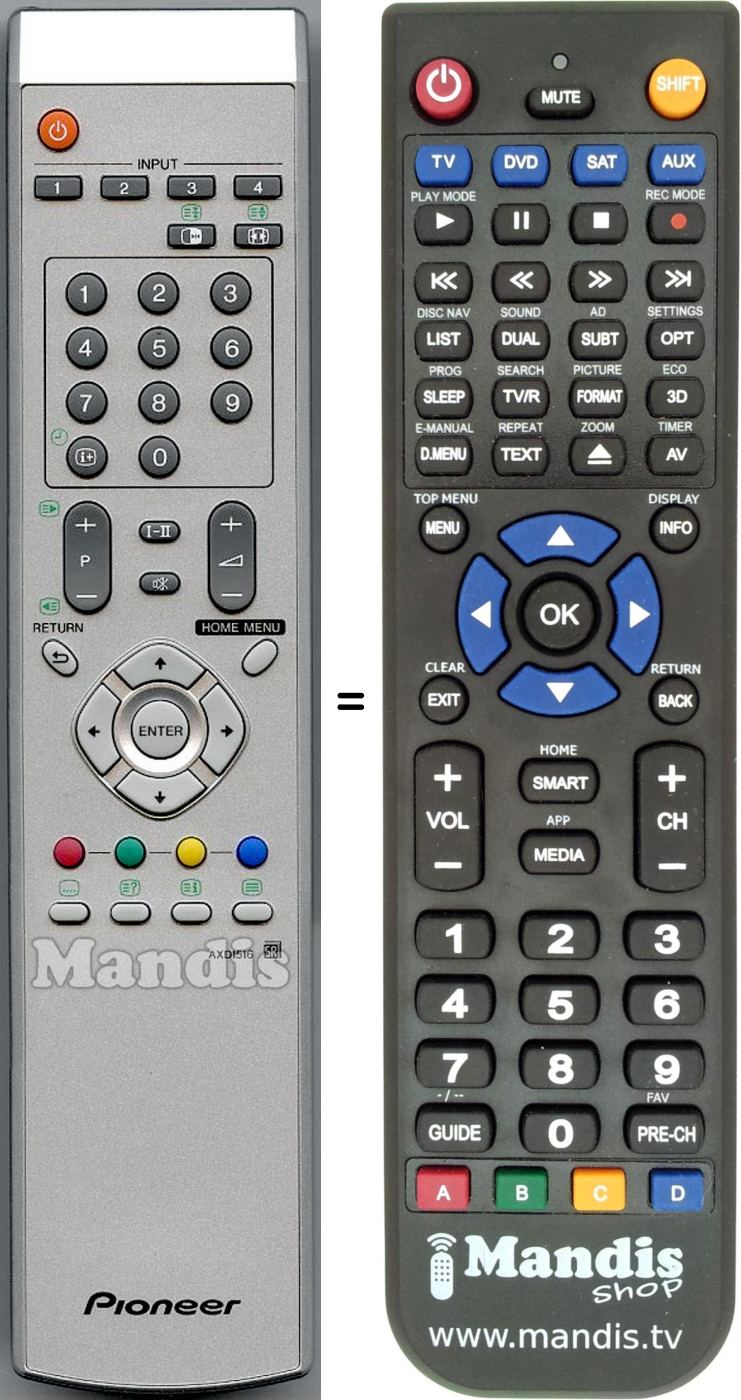 Replacement remote control Pioneer AXD1516