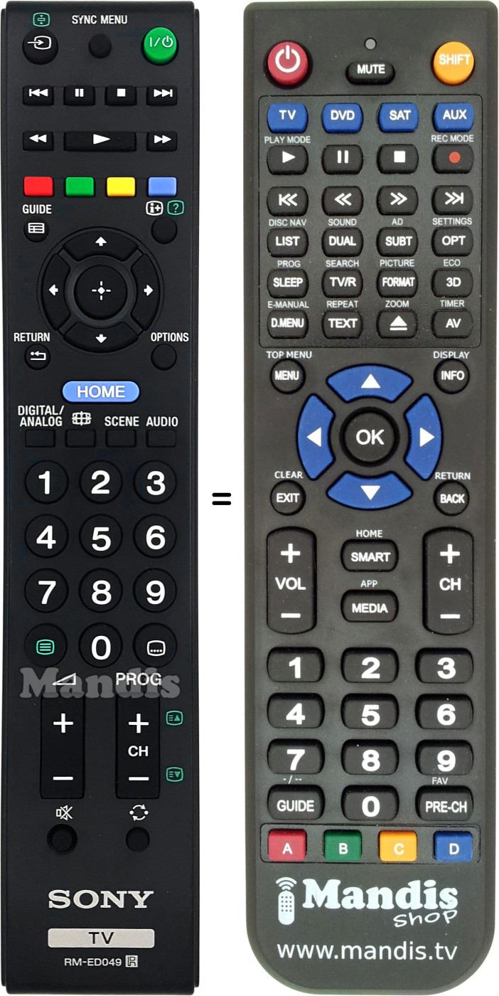 Replacement remote control Sony RM-ED049