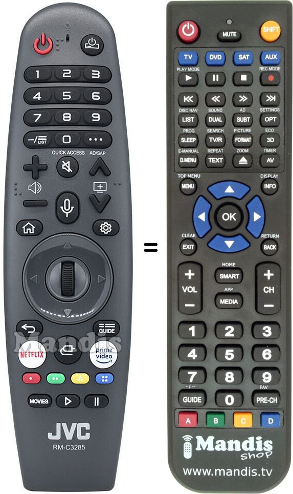 Replacement remote control JVC RM-C3285