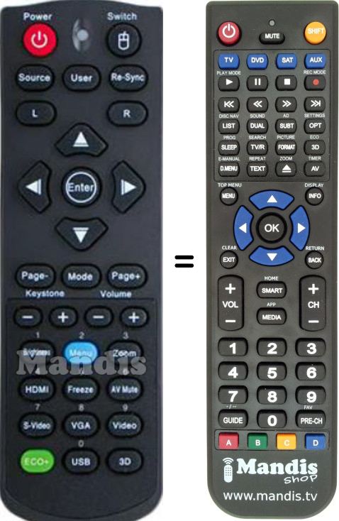 Replacement remote control Optoma Optoma005