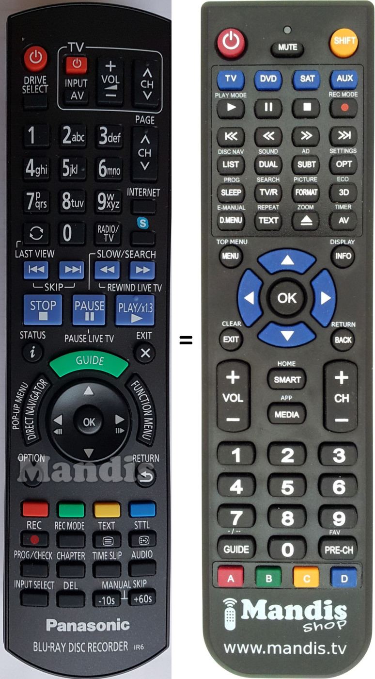 Replacement remote control Panasonic N2QAYB000759