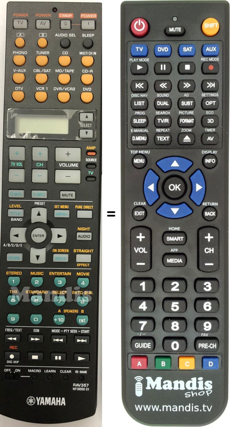 Replacement remote control Yamaha RAV357