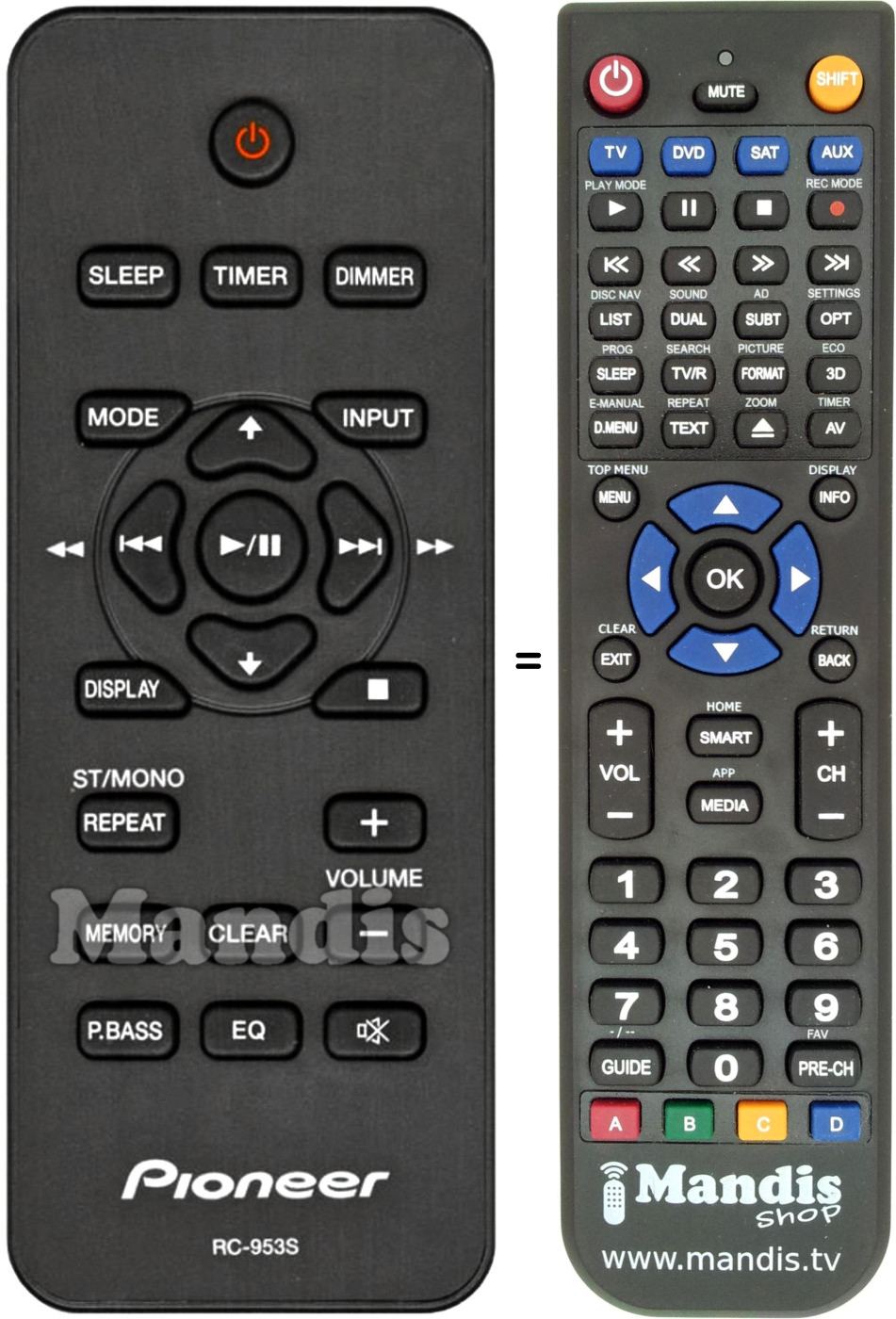 Replacement remote control Pioneer RC-953S
