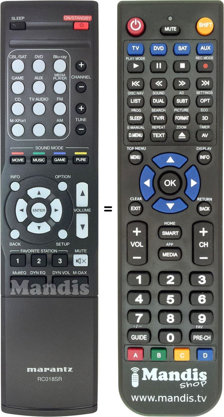 Replacement remote control Marantz RC018SR