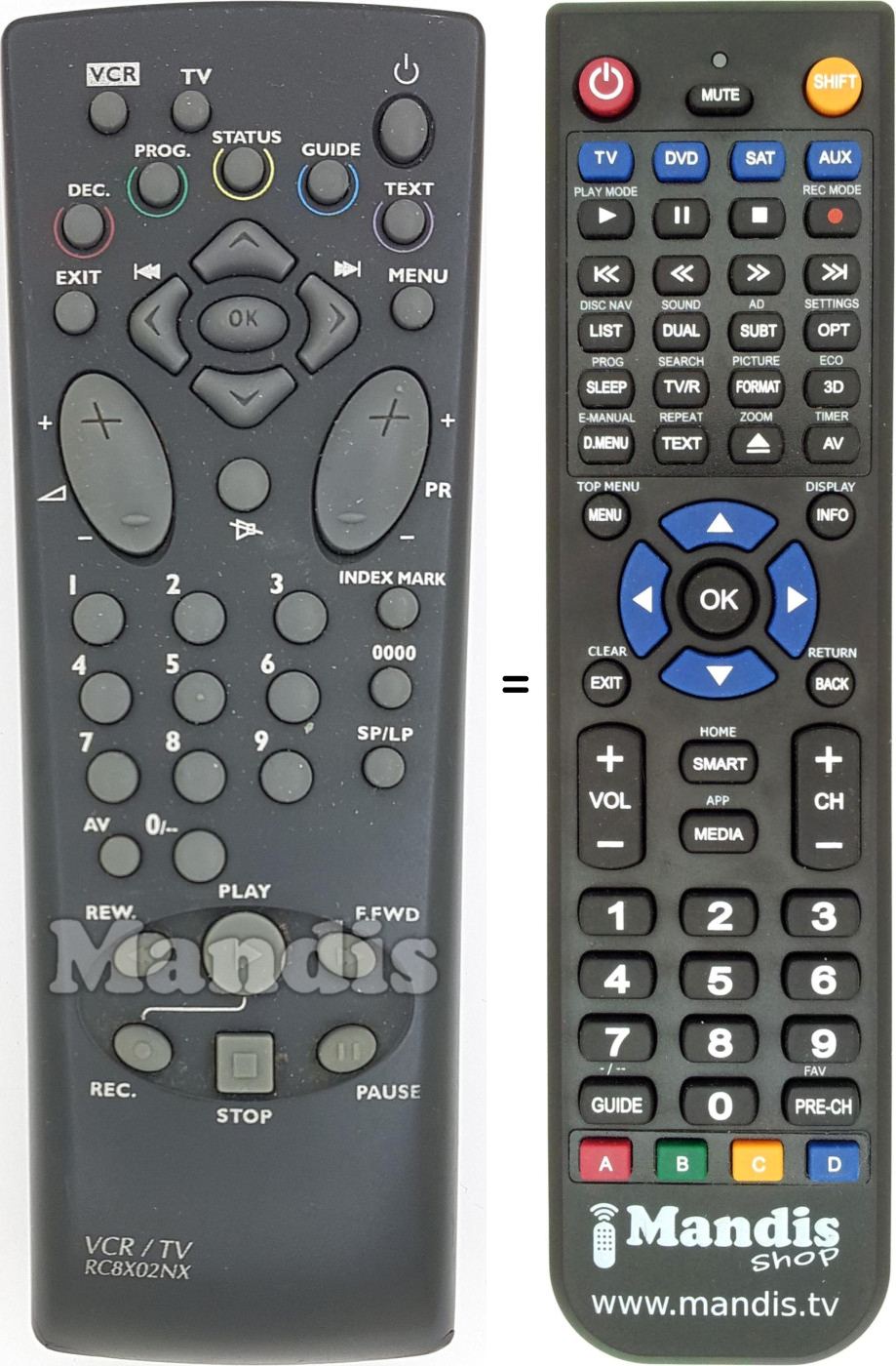 Replacement remote control RC 8 X 02 NX