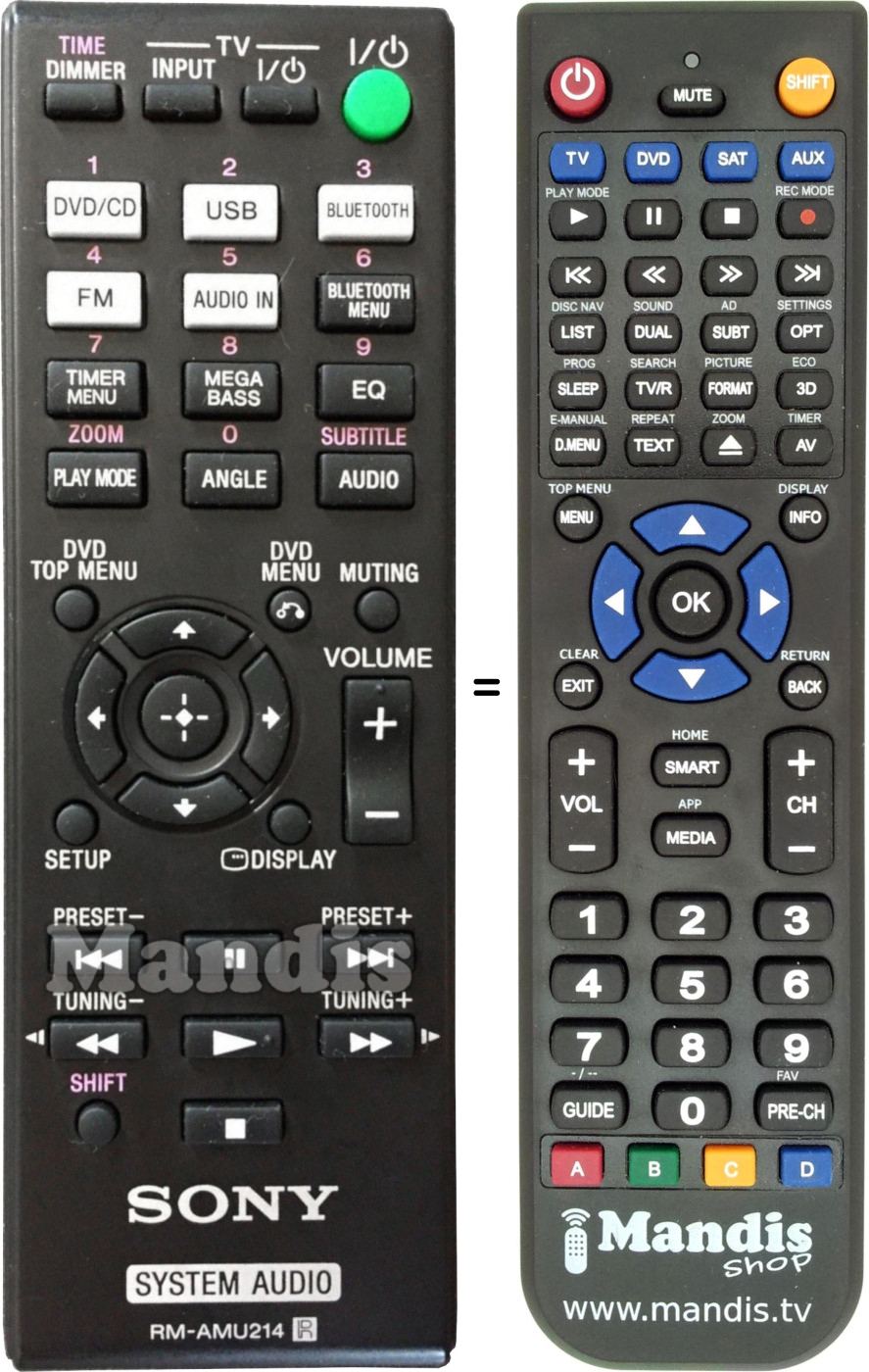 Gleichwertige Fernbedienung Sony RM-AMU214