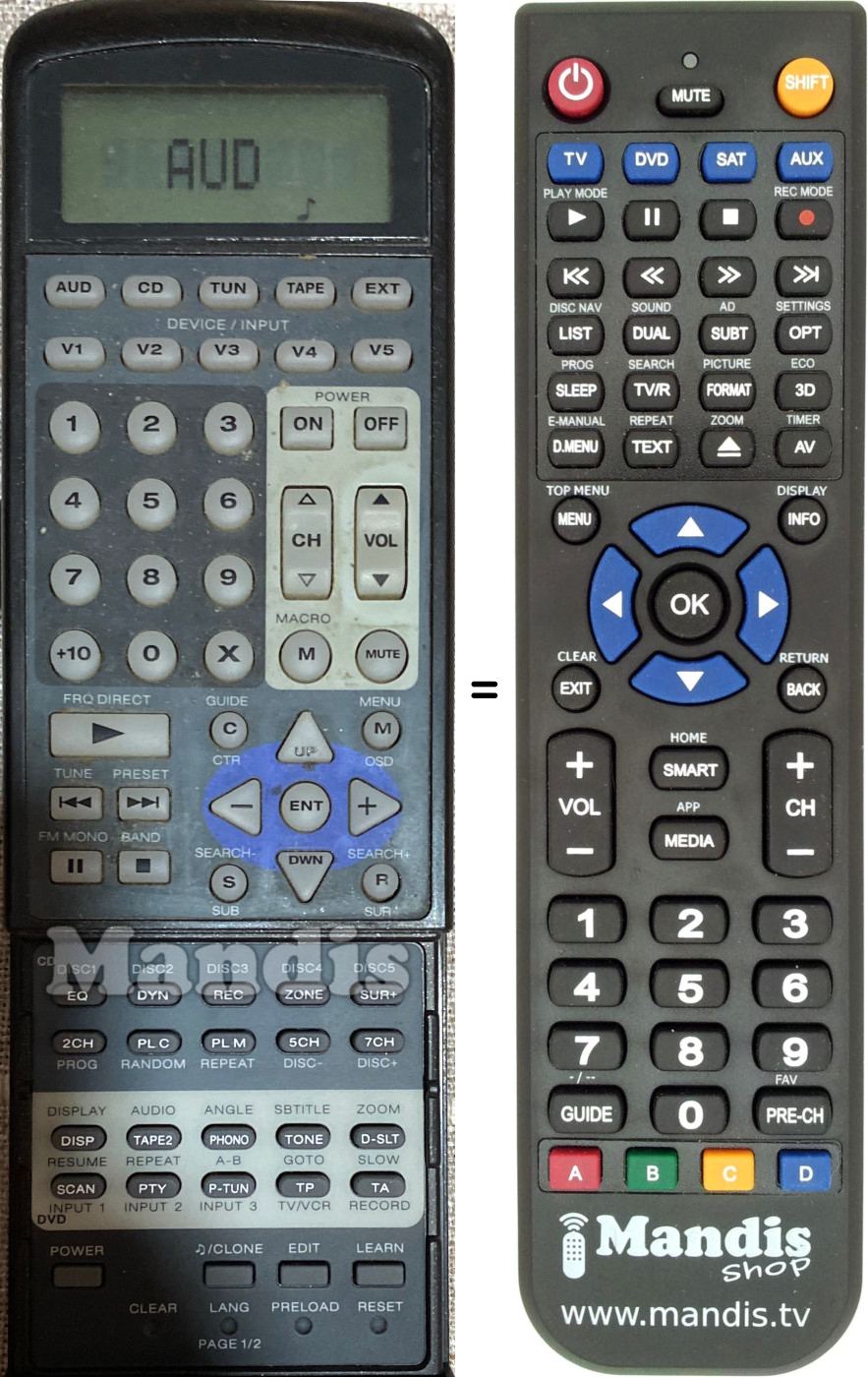 Replacement remote control ROTEL RR-1050