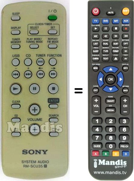 Gleichwertige Fernbedienung Sony RM-SCU35
