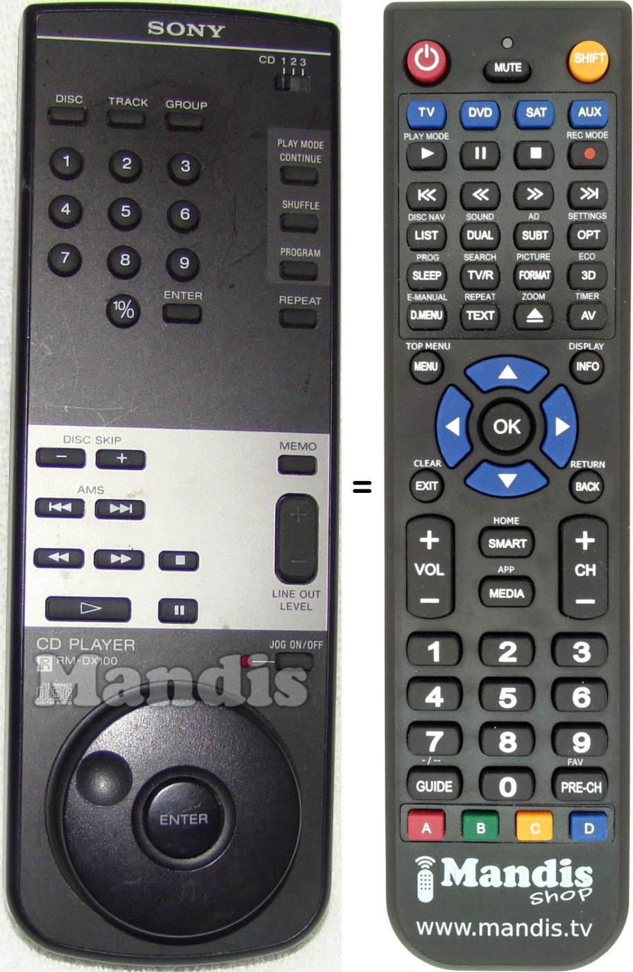 Replacement remote control Sony RM-DX100