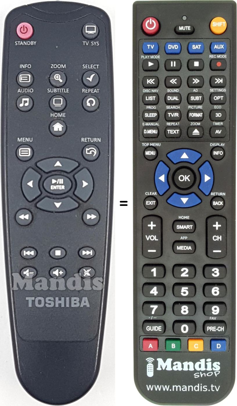 Gleichwertige Fernbedienung Toshiba Store Tv2
