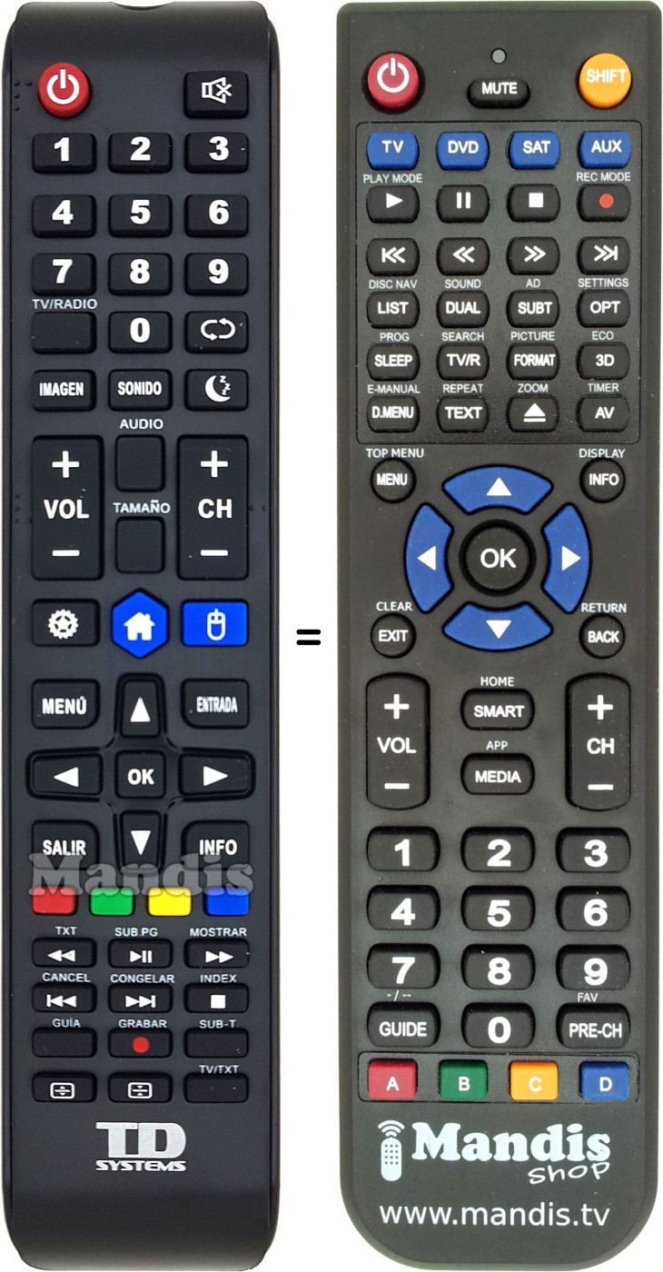 Replacement remote control TD Systems K55DLM8US