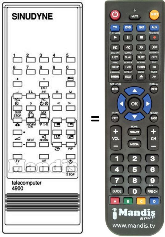 Replacement remote control Casio TELECOMPUTER 4900