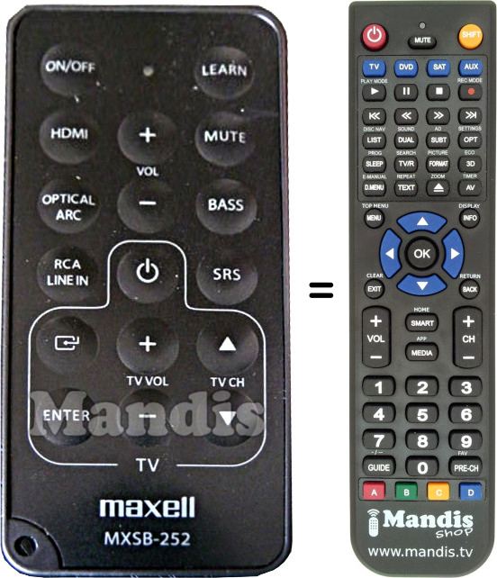 Replacement remote control Maxell MXSB-252