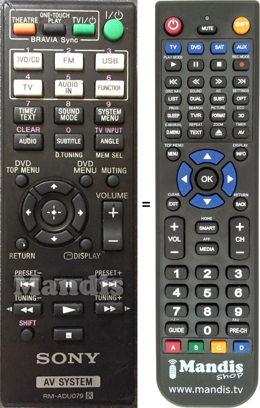 Gleichwertige Fernbedienung Sony RM-ADU079