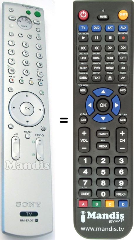 Gleichwertige Fernbedienung Sony RM-EA001
