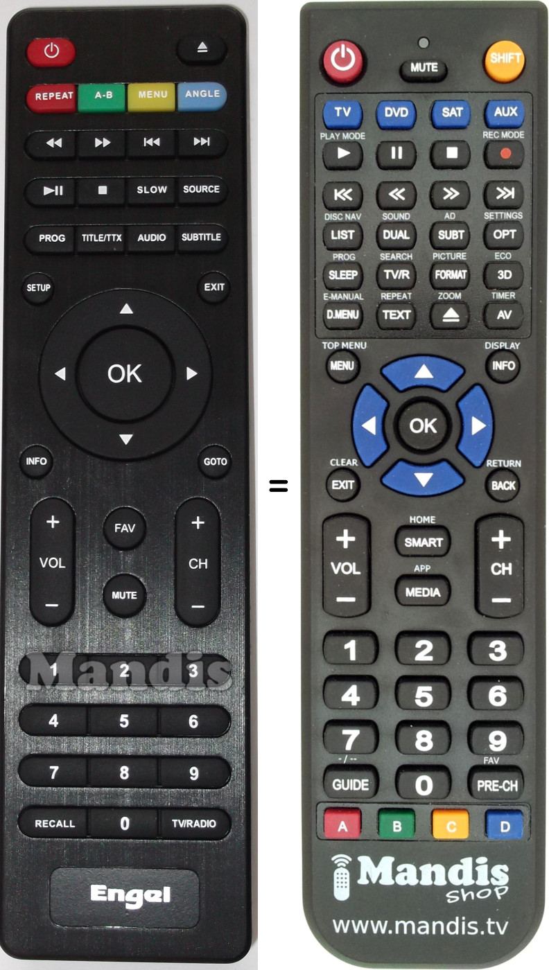 Replacement remote control Engel RT6600HD