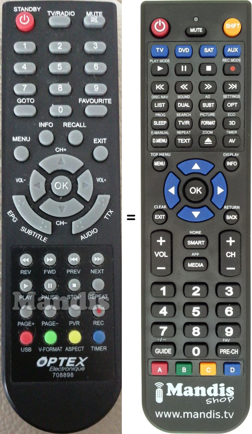 Replacement remote control OPTEX 708898-2