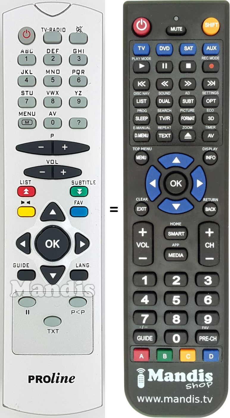 Replacement remote control RC 2549