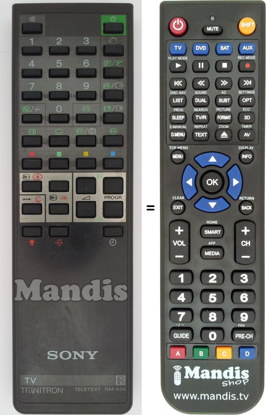 Gleichwertige Fernbedienung Sony RM-694