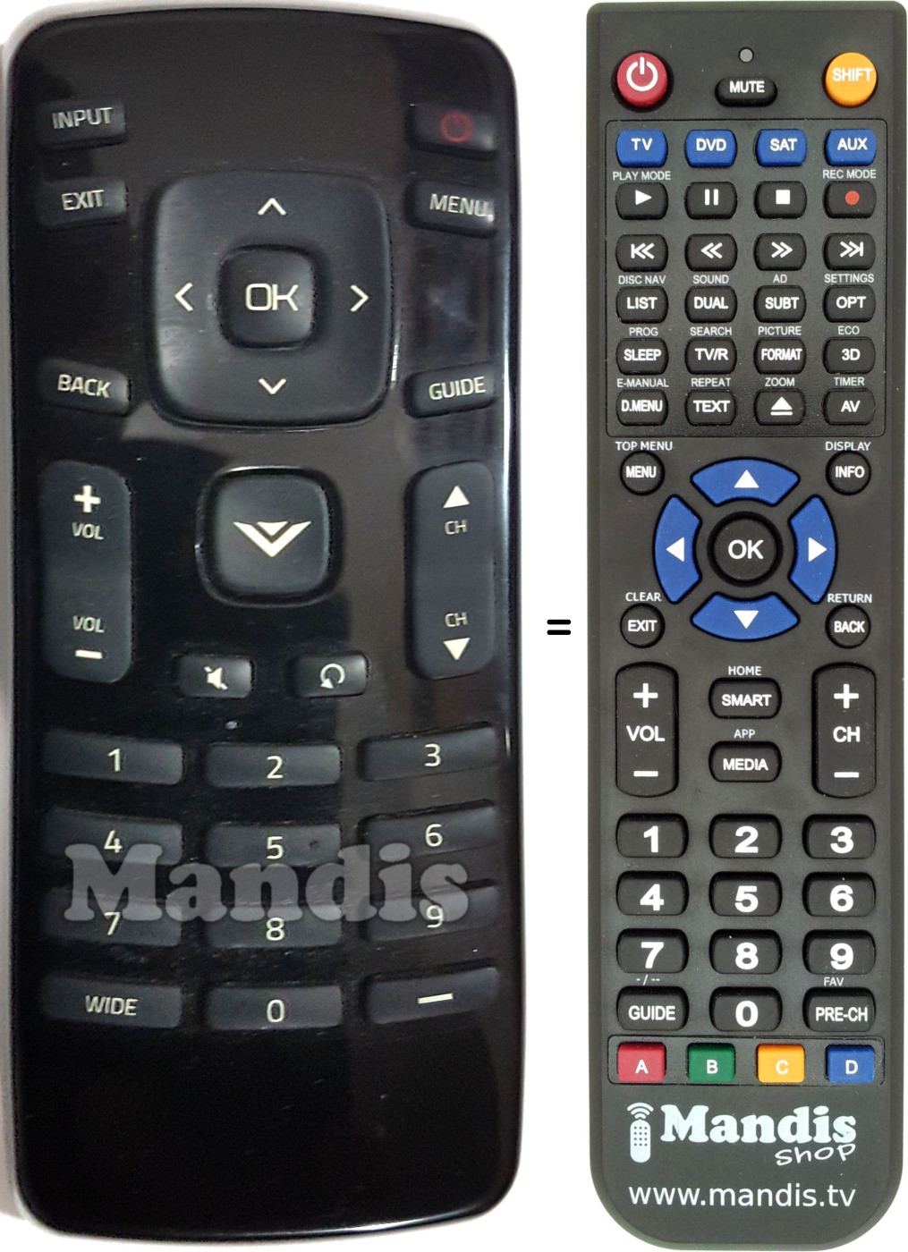 Replacement remote control VIZIO E320-B0
