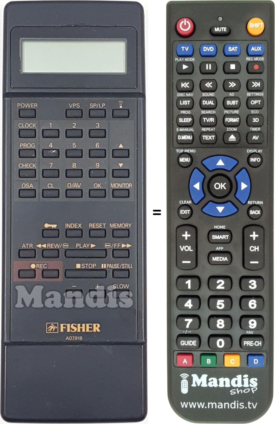 Replacement remote control A07918
