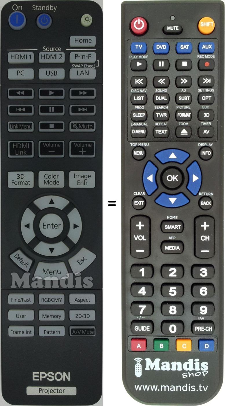 Replacement remote control Epson 2175313