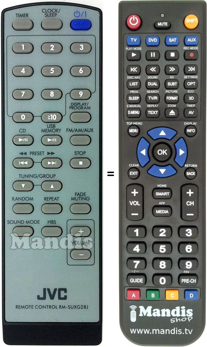 Replacement remote control JVC RM-SUXG28J