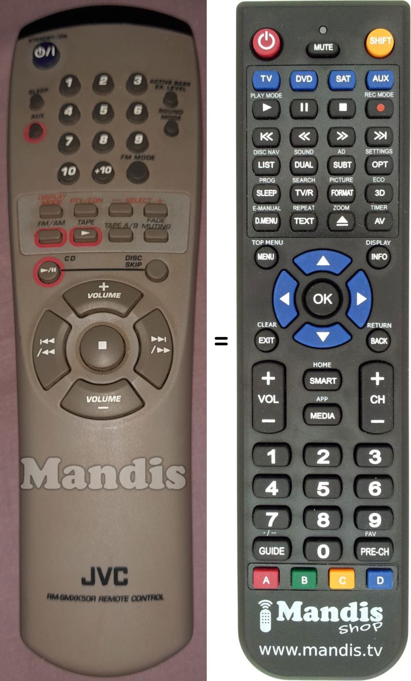 Replacement remote control JVC RM-SMXK50R