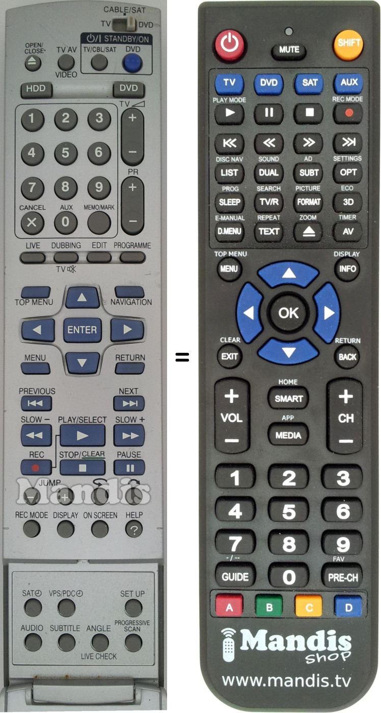 Replacement remote control JVC RM-SDR011E