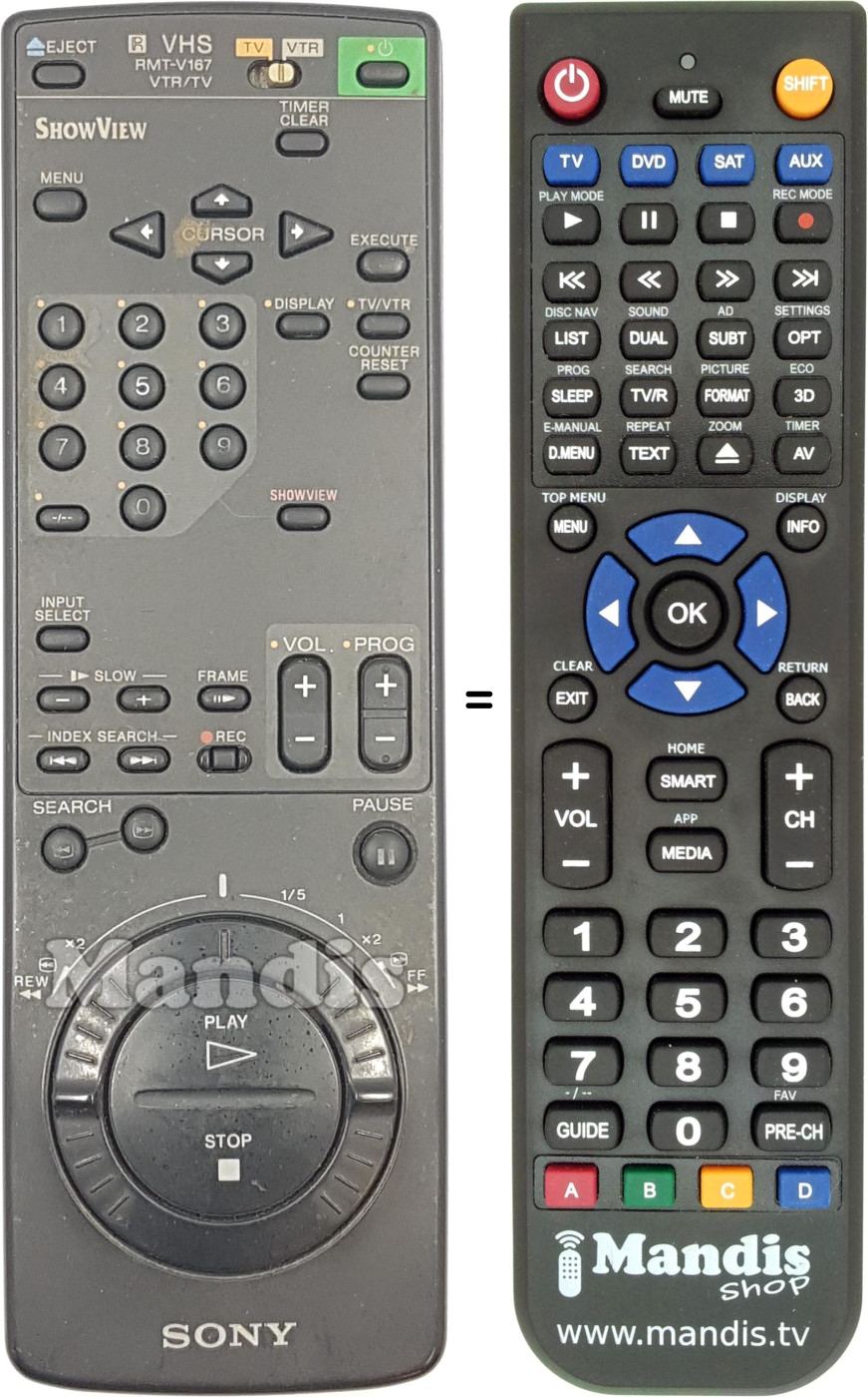 Gleichwertige Fernbedienung Sony RMT-V167