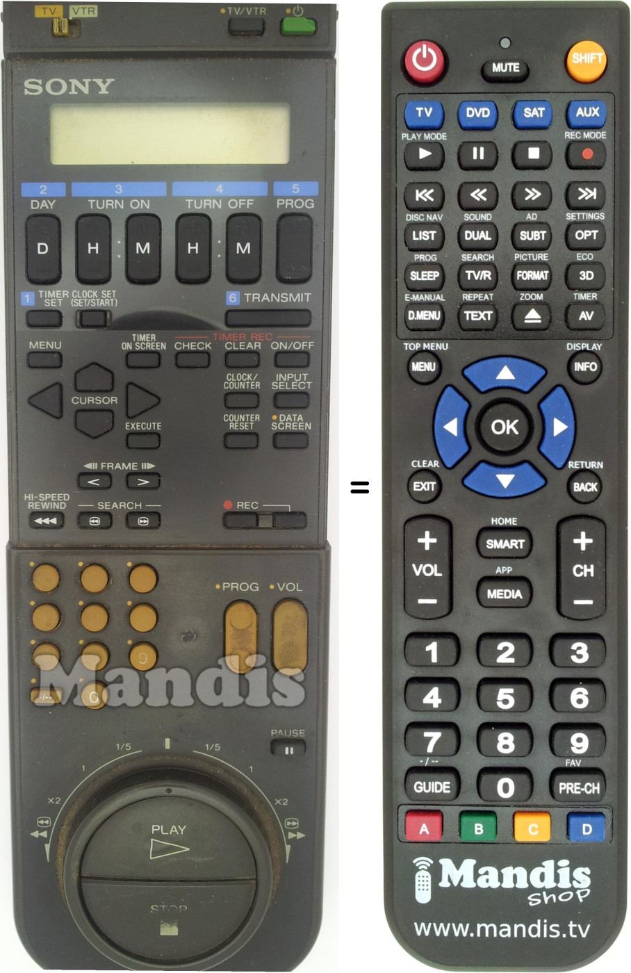 Gleichwertige Fernbedienung RMT-V104A