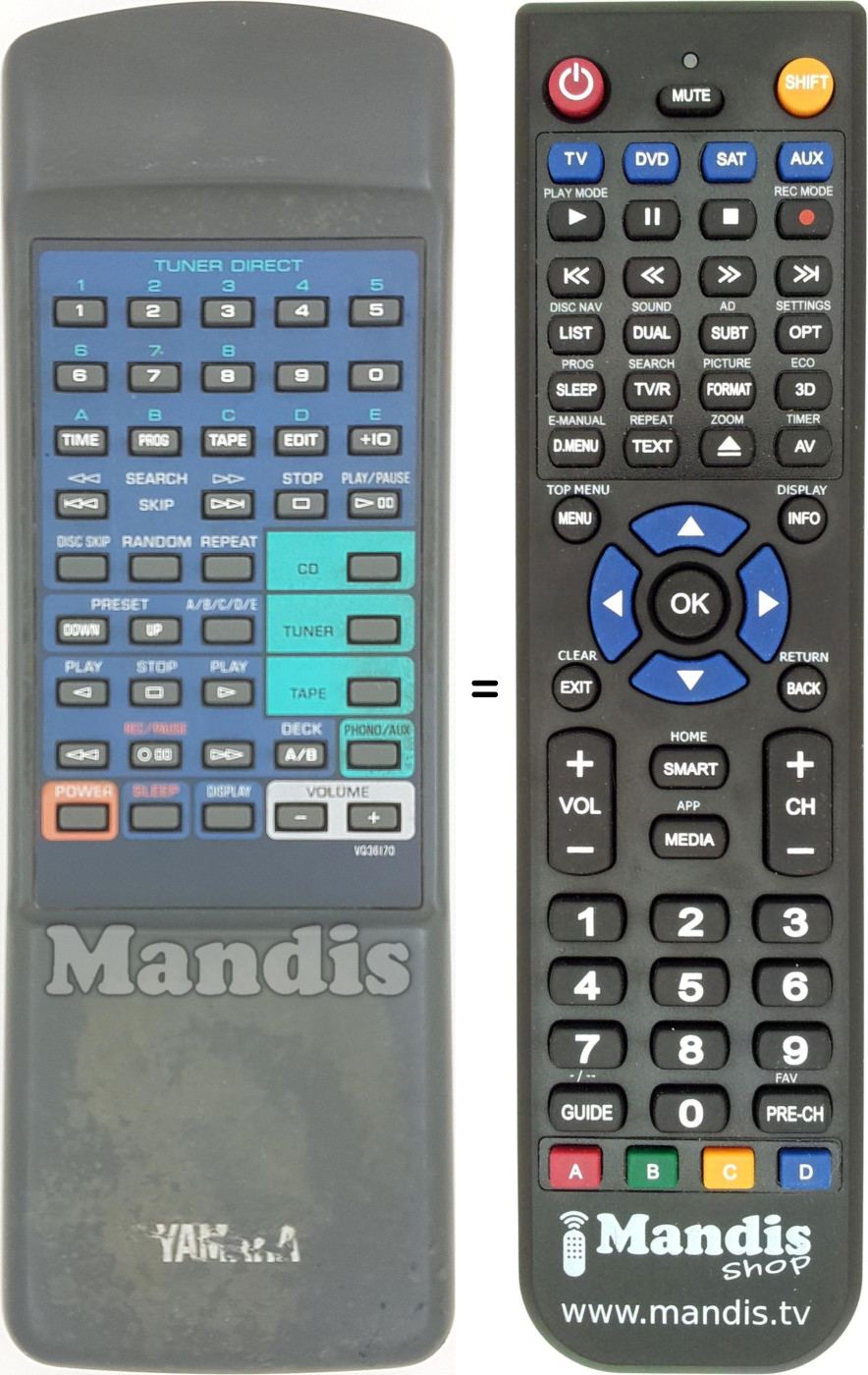 Gleichwertige Fernbedienung Yamaha VQ361700
