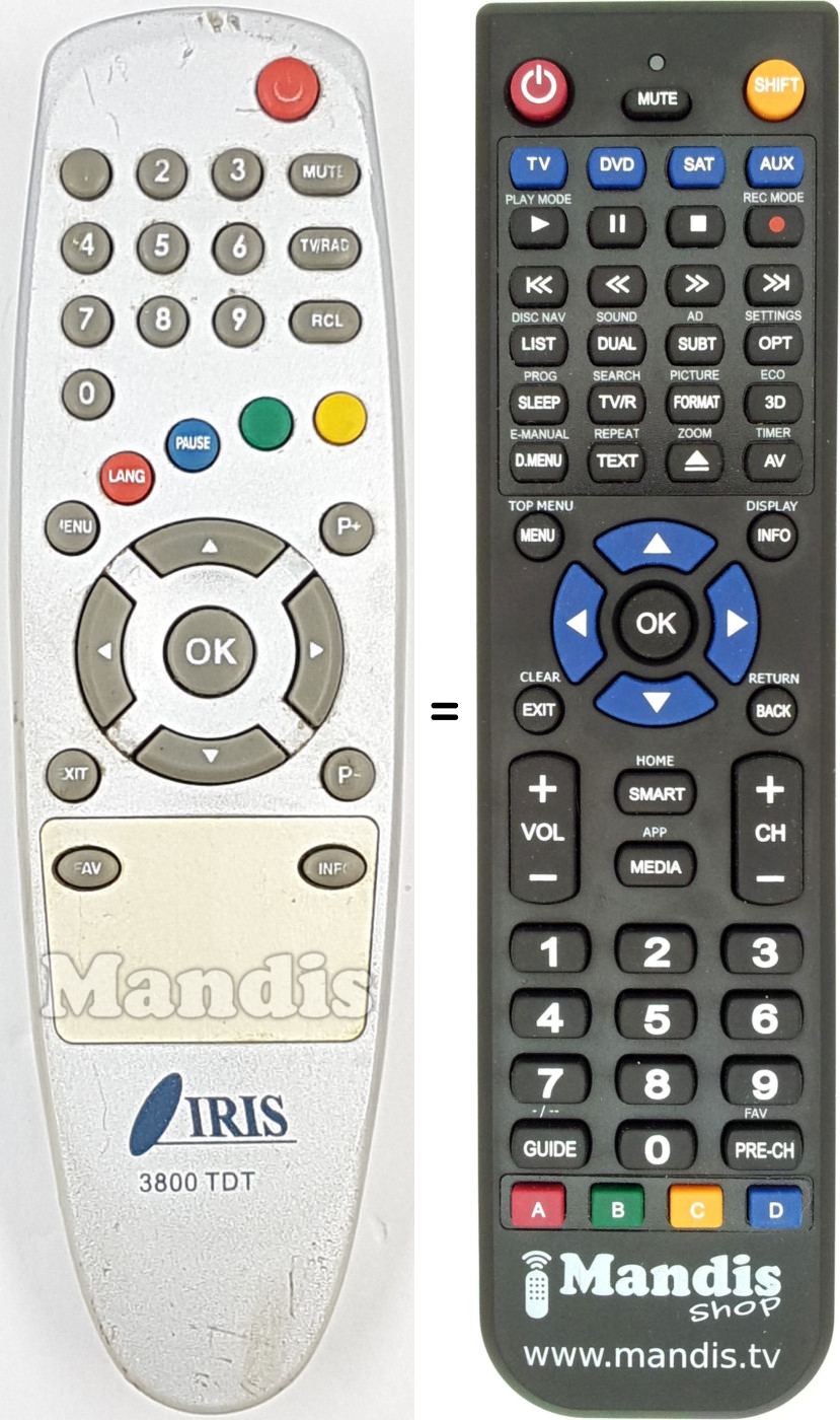 Replacement remote control 3800 TDT