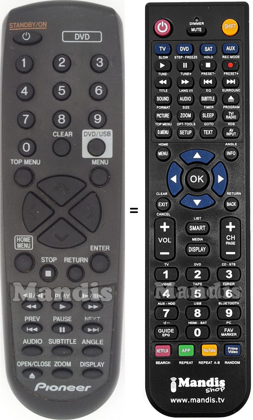 Replacement remote control Pioneer 076E0SH05A