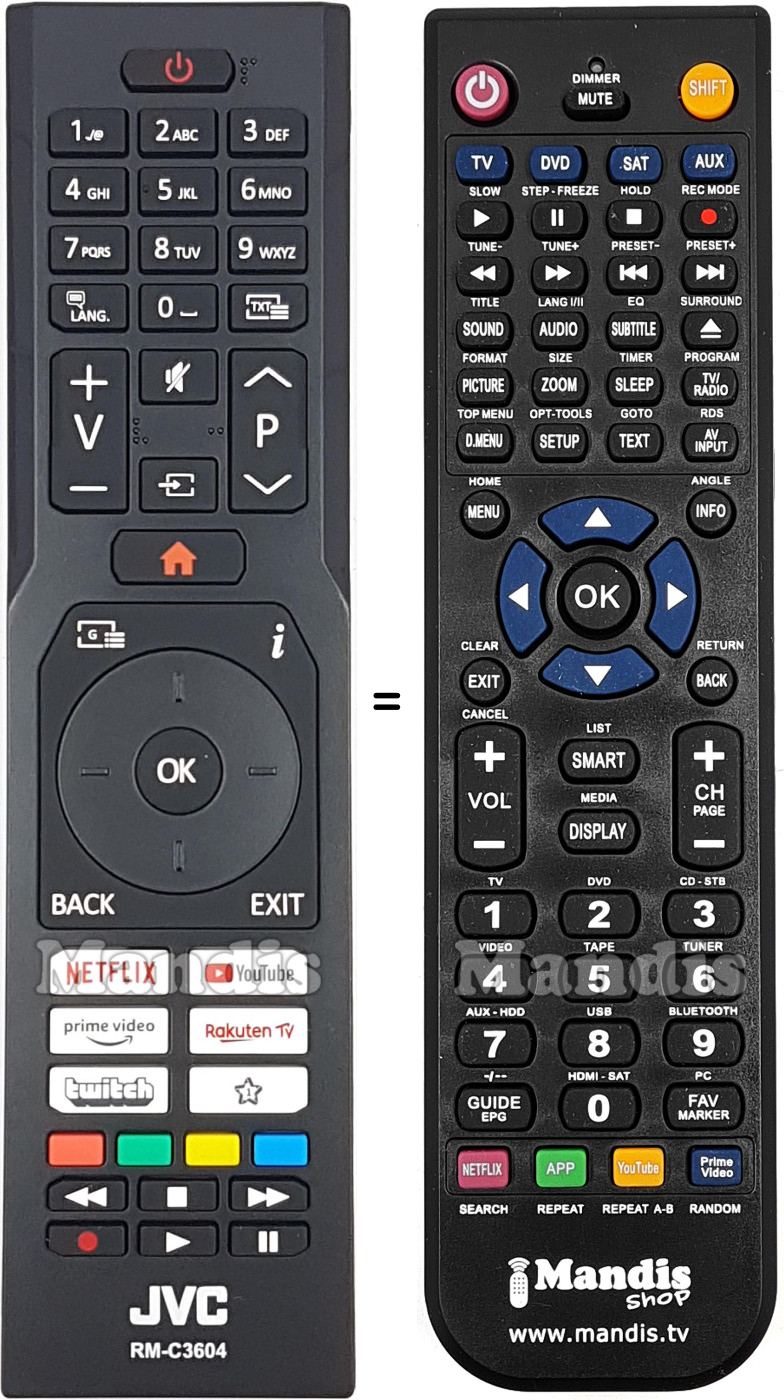 Replacement remote control JVC RM-C3604