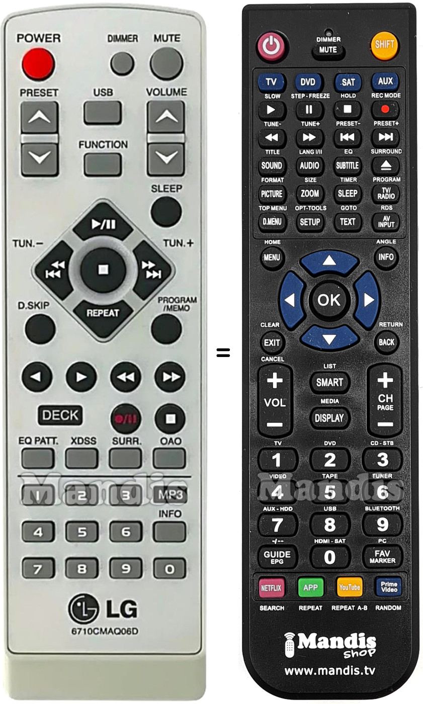 Gleichwertige Fernbedienung LG 6710CMAQ06D