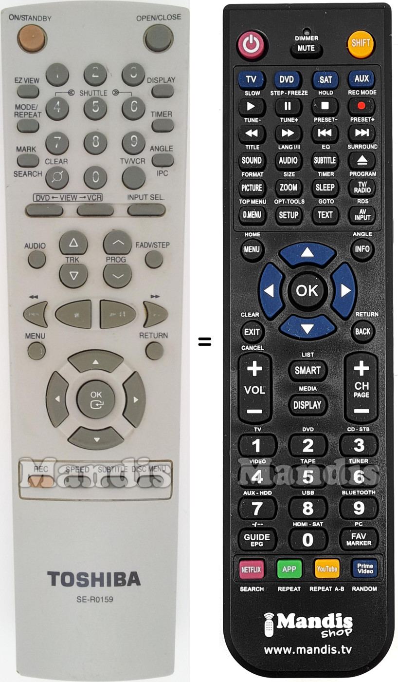 Replacement remote control Toshiba SE-R0159