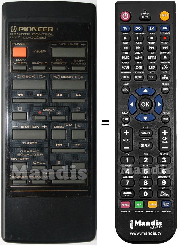 Replacement remote control Pioneer CU-DC020