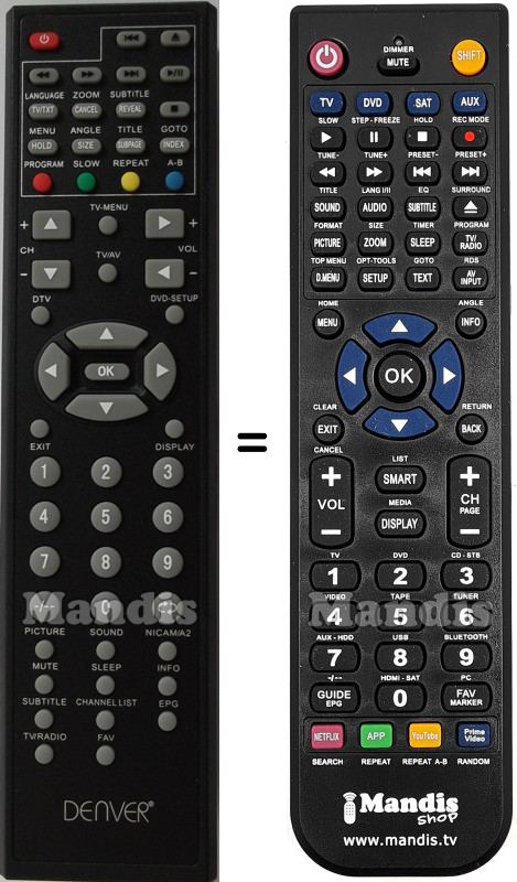 Replacement remote control TFD2370DVBT