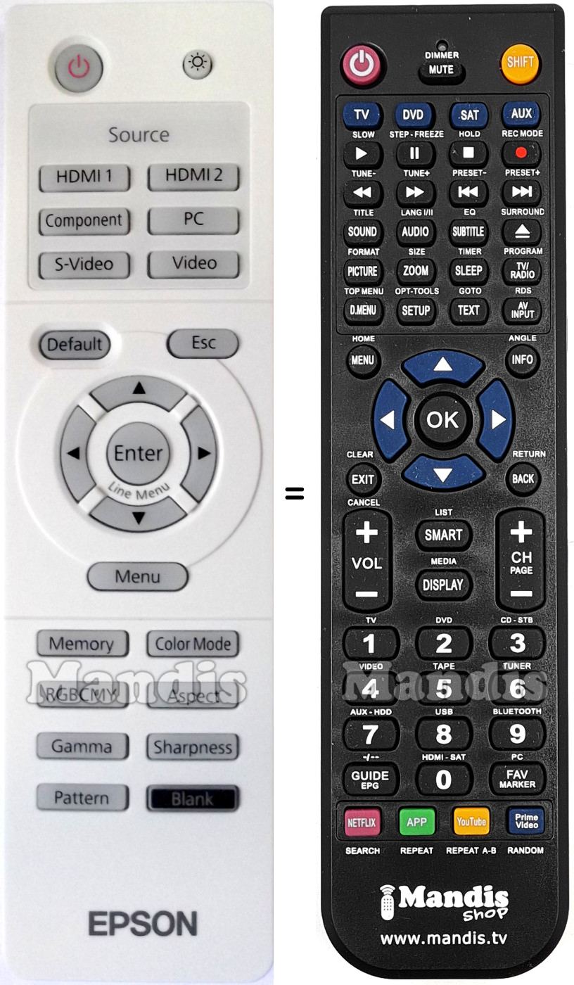 Replacement remote control Epson 1500150