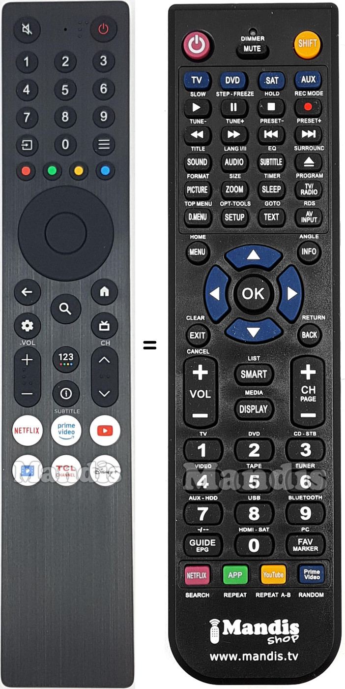 Replacement remote control Tcl RC-733A