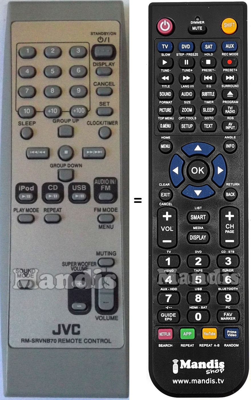 Replacement remote control JVC RM-SRVNB70